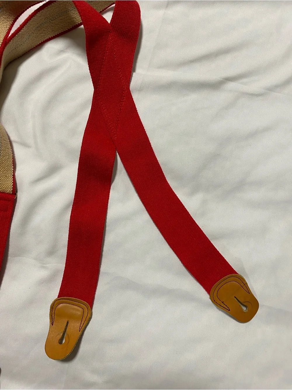 L.L. Bean Vintage Red Suspenders with Brass Clip